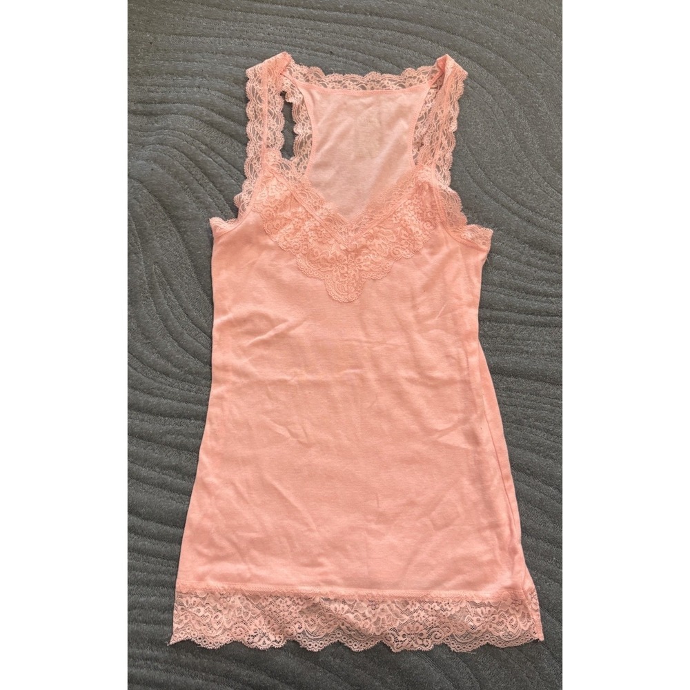 Vintage‎ Mossimo Women Y2K Lace Trim Cami Size M Preppy Bias Dainty Feminine